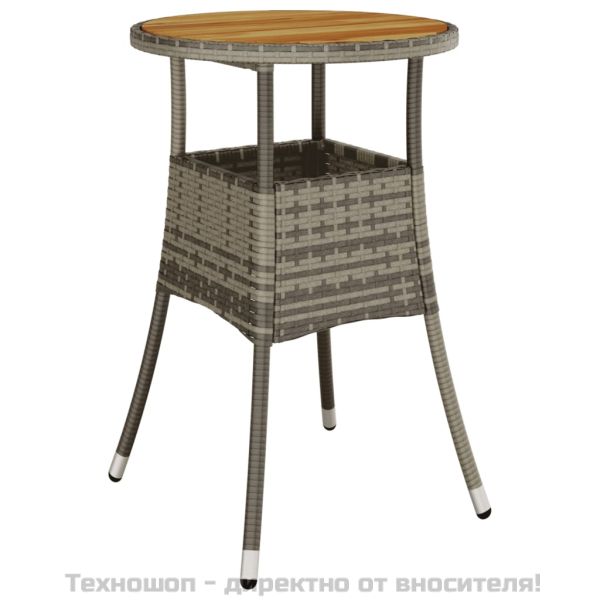 Градински бистро комплект с възглавници 3 части сив полиратан