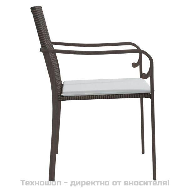 Градински стол с възглавници 6 бр кафяв 56x59x84 см полиратан