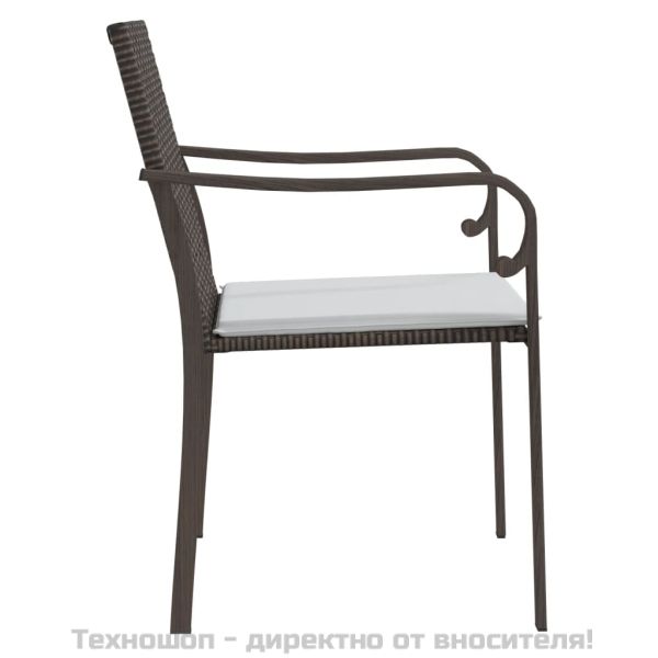 Градински стол с възглавници 4 бр кафяв 56x59x84 см полиратан