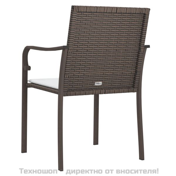 Градински стол с възглавници 4 бр кафяв 56x59x84 см полиратан