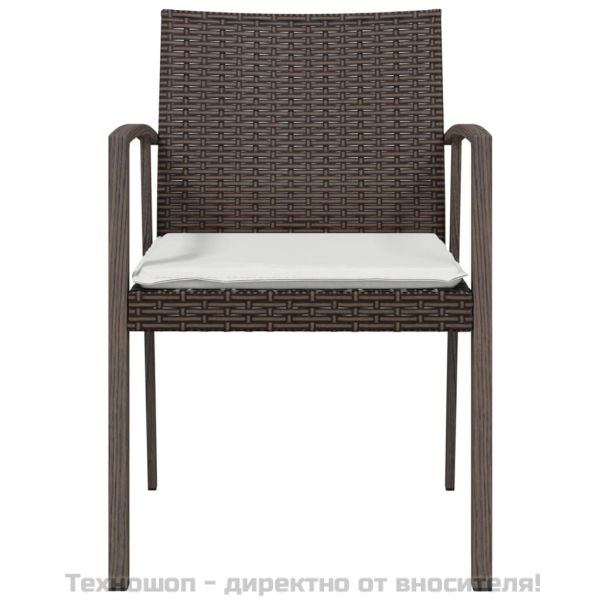 Градински стол с възглавници 6 бр кафяв 56,5x57x83 см полиратан