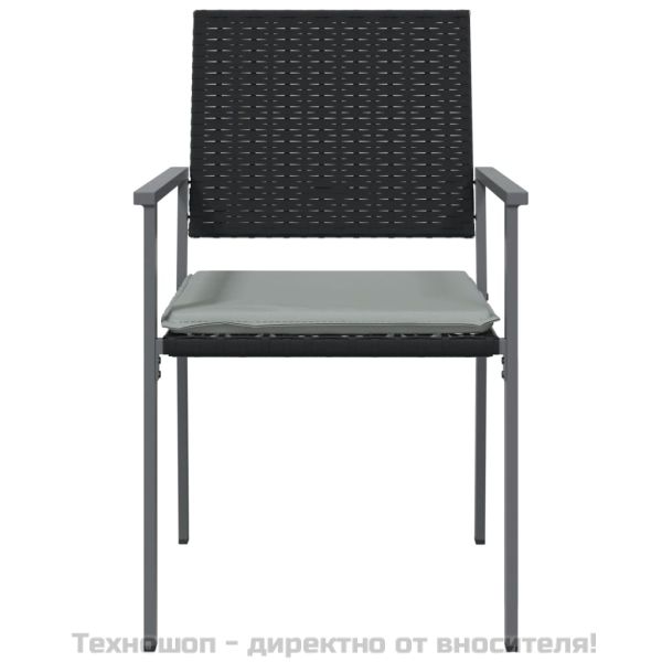 Градински стол с възглавници 6 бр черни 54x62,5x89 см полиратан