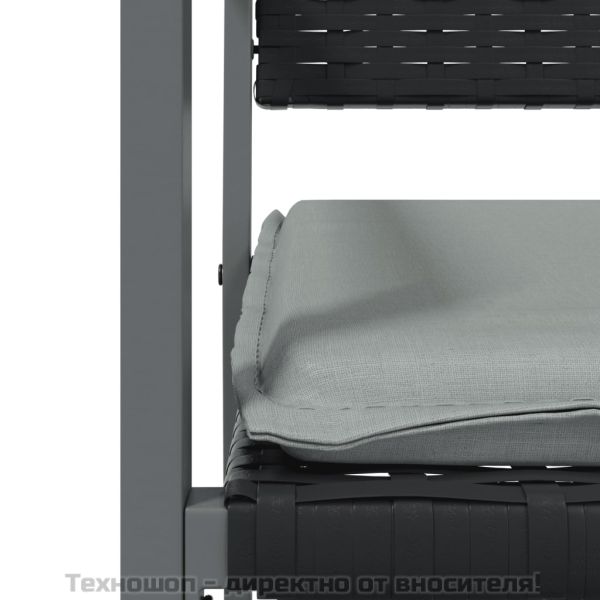 Градински стол с възглавници 6 бр черни 54x62,5x89 см полиратан