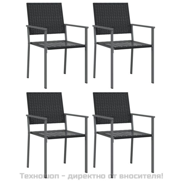 Градински столове 4 бр черни 54x62,5x89 см полиратан