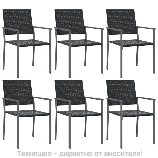 Градински столове 6 бр черни 54x62,5x89 см полиратан