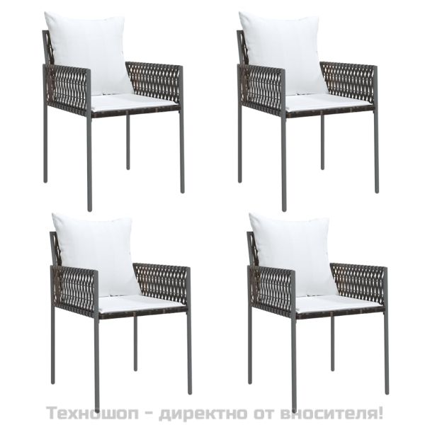 Градински стол с възглавници 4 бр кафяви 54x61x83 см полиратан