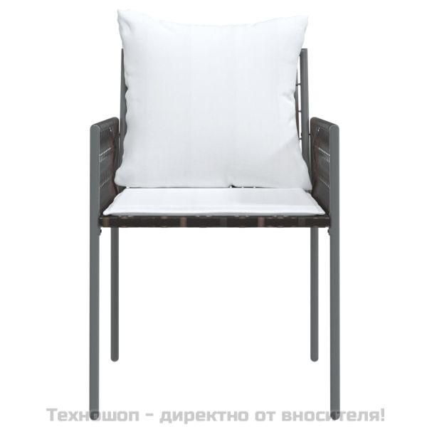 Градински стол с възглавници 4 бр кафяви 54x61x83 см полиратан