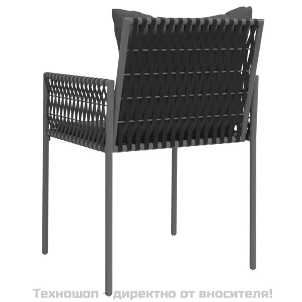 Градински стол с възглавници 6 бр черни 54x61x83 см полиратан