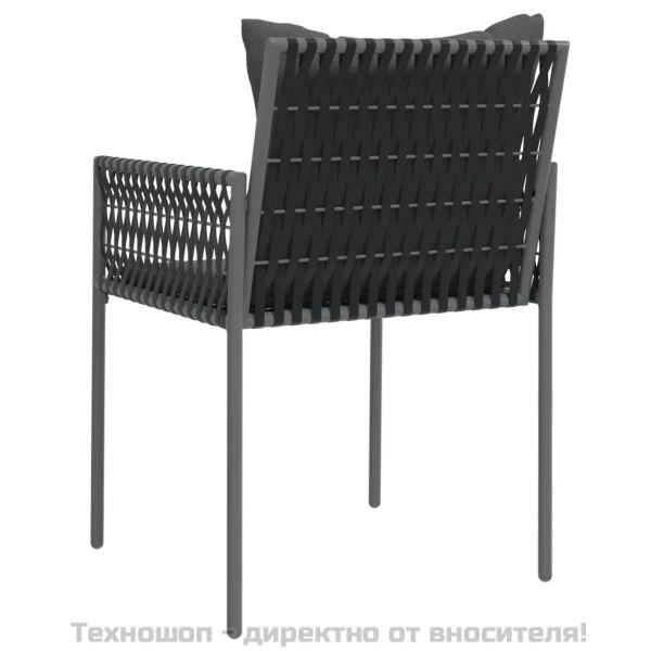 Градински стол с възглавници 4 бр черни 54x61x83 см полиратан