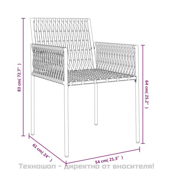 Градински стол с възглавници 4 бр черни 54x61x83 см полиратан