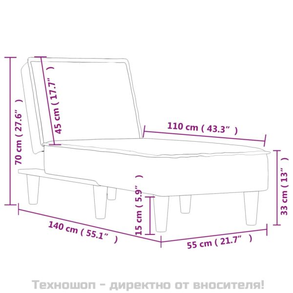 Кушетка, тъмносива, текстил