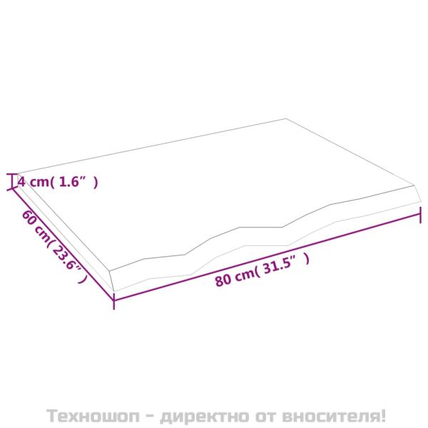 Стенен рафт, 80x60x(2-4) см, необработен масивен дъб