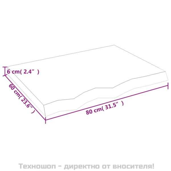 Стенен рафт, 80x60x(2-6) см, необработен масивен дъб