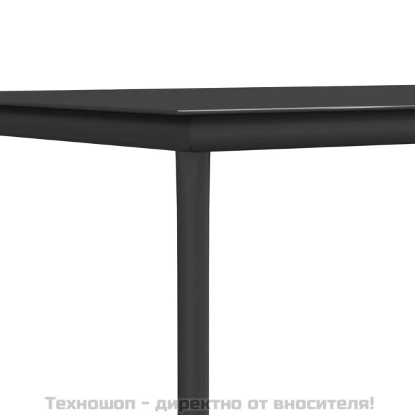 Градински комплект 3 части с подложки черен полиратан и стомана