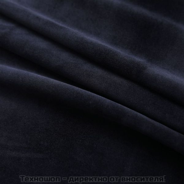 Затъмняващи завеси с халки, 2 бр, кадифе, черни, 140x175 см