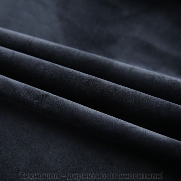 Затъмняващи завеси с куки, 2 бр, кадифе, черни, 140x175 см