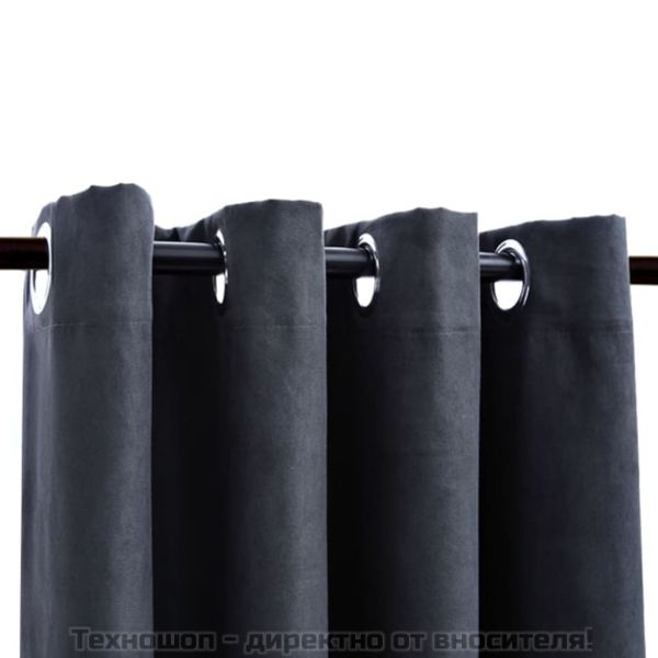 Затъмняващи завеси с метални халки, 2 бр, антрацит, 140x225 см