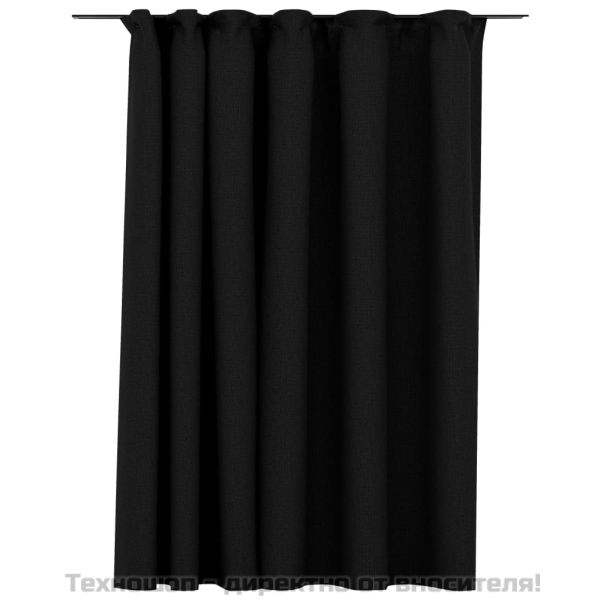 Затъмняваща завеса с куки, имитираща лен, антрацит, 290x245 см