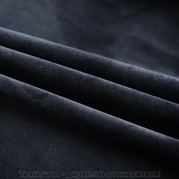 Затъмняващи завеси с куки, 2 бр, кадифе, черни, 140x245 см