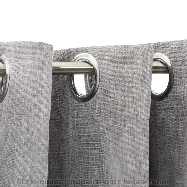 Затъмняваща завеса с пръстени имитация лен сива 290x245 см