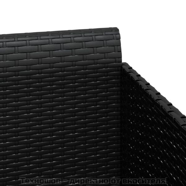 Шезлонг с възглавници, черен, 182x118x63 см, полиратан