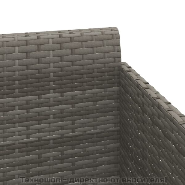 Шезлонг с възглавници, сив, 182x118x63 см, полиратан