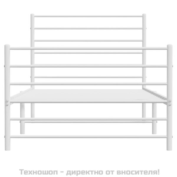 Метална рамка за легло с горна и долна табла, бяла, 107x203 см