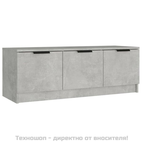 ТВ шкаф, бетонно сиво, 102x35x36,5 см, инженерно дърво