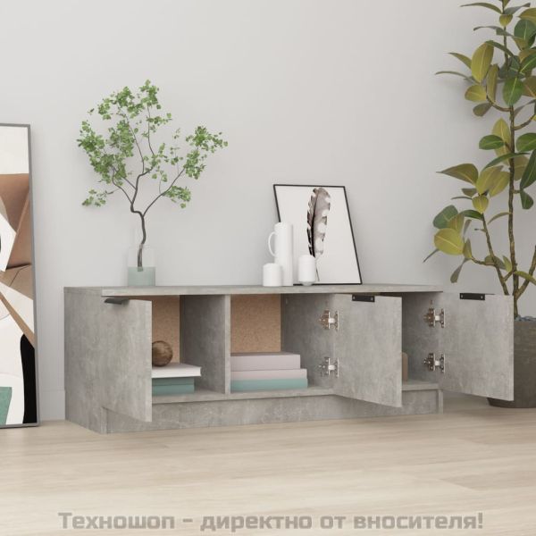 ТВ шкаф, бетонно сиво, 102x35x36,5 см, инженерно дърво