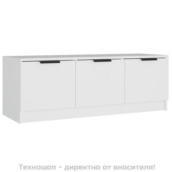 ТВ шкаф, бял, 102x35x36,5 см, инженерно дърво