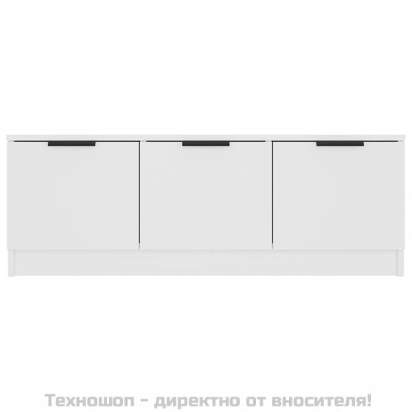 ТВ шкаф, бял, 102x35x36,5 см, инженерно дърво