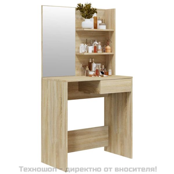 Тоалетка с огледало, дъб сонома, 74,5x40x141 см