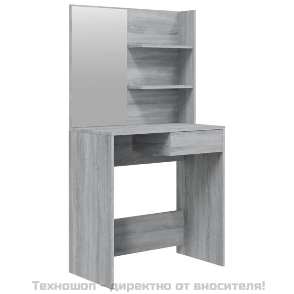 Комплект тоалетка с огледало, сив сонома, 74,5x40x141 см