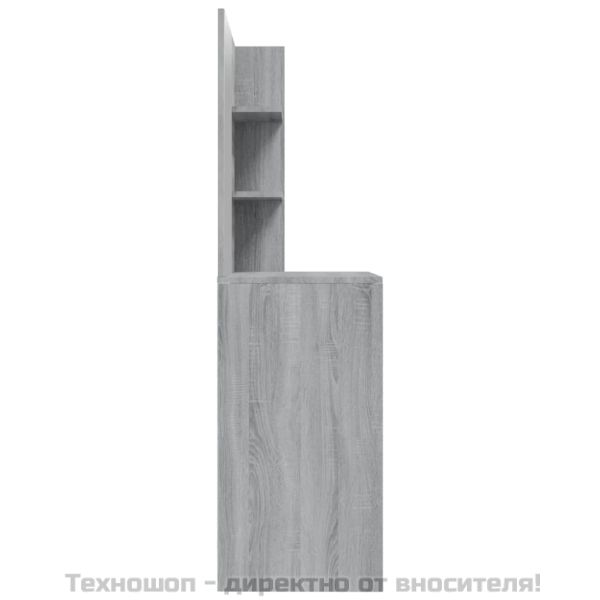 Комплект тоалетка с огледало, сив сонома, 74,5x40x141 см