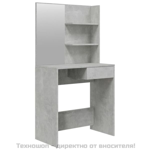 Тоалетка с огледало, бетонно сива, 74,5x40x141 см