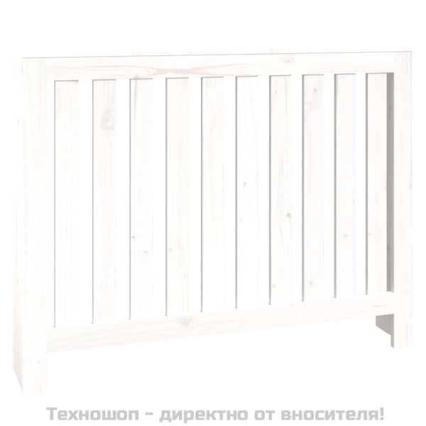 Параван за радиатор бял 108,5x19x84 см борово дърво масив