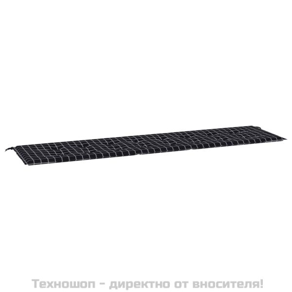 Възглавница за градинска пейка черно каре 200x50x4 см текстил