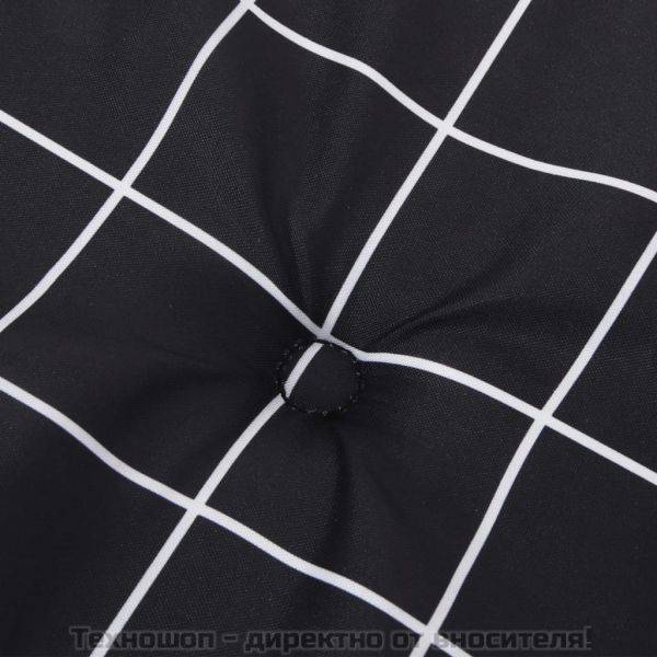 Възглавница за градинска пейка черно каре 200x50x4 см текстил