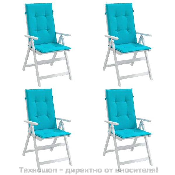 Възглавници за столове с висока облегалка 4 бр тюркоаз текстил
