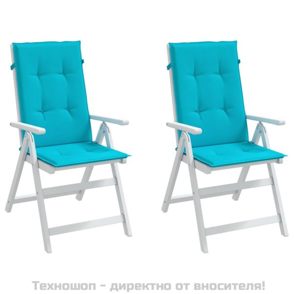 Възглавници за столове с висока облегалка 2 бр тюркоаз текстил
