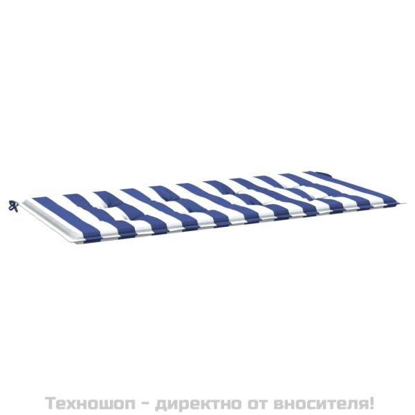 Възглавница за пейка синьо и бяло райе 120x50x4 см оксфорд плат