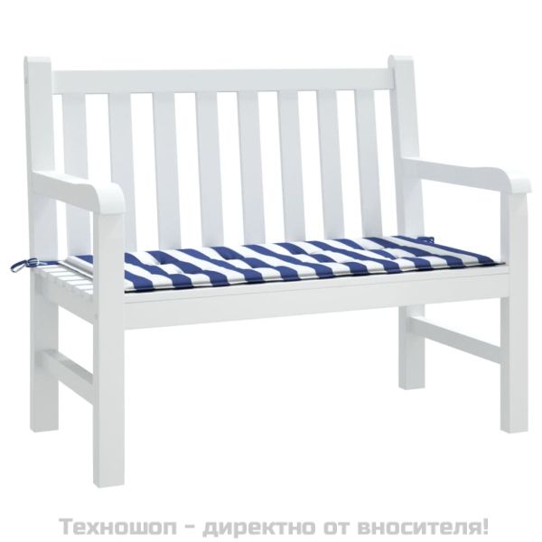 Възглавница за пейка синьо и бяло райе 120x50x4 см оксфорд плат