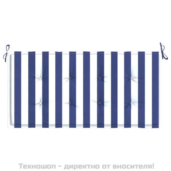 Възглавница за пейка синьо и бяло райе 120x50x4 см оксфорд плат