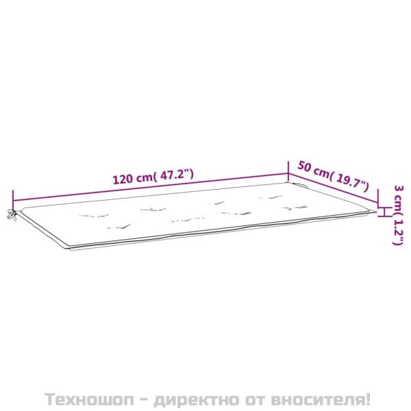 Възглавница за пейка синьо и бяло райе 120x50x4 см оксфорд плат