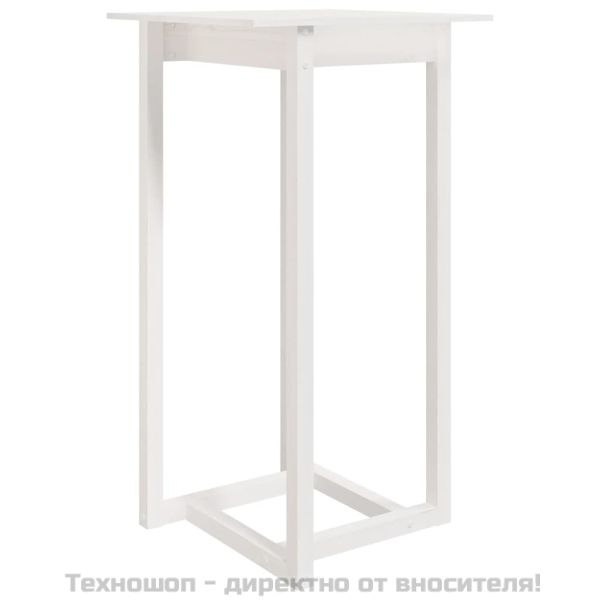 Бар маса, бяла, 60x60x110 см, борово дърво масив