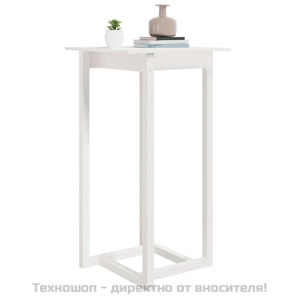 Бар маса, бяла, 60x60x110 см, борово дърво масив