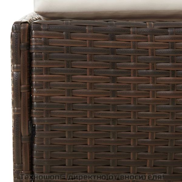 Шезлонг със сгъваем покрив, кафяв, 200x114x128 см, полиратан