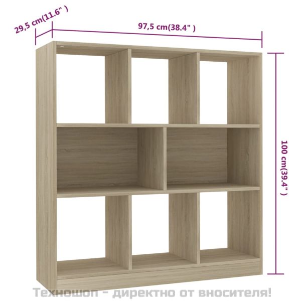 Библиотека, дъб сонома, 97,5x29,5x100 см, инженерно дърво