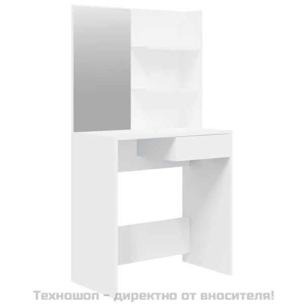 Тоалетка с огледало, бяла, 74,5x40x141 см