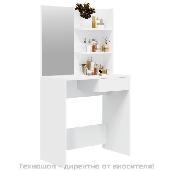 Тоалетка с огледало, бяла, 74,5x40x141 см